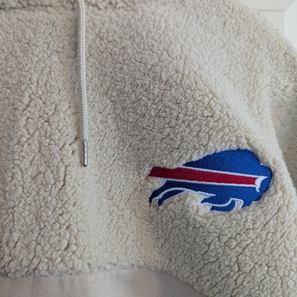 NFL Buffalo Bills Cream Hoodie with Blue and Red Logo - Picture 5 of 16